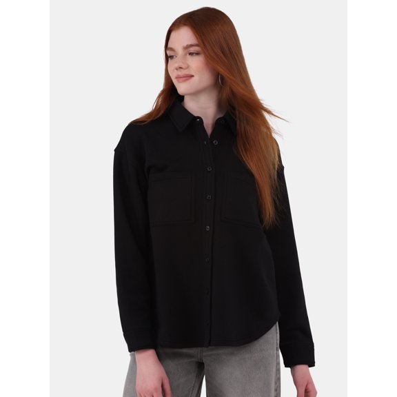 No Boundaries Fleece Shacket, Women's and Women's Plus