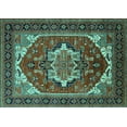 thumbnail image 1 of Ahgly Company Machine Washable Indoor Rectangle Persian Turquoise Blue Traditional Area Rugs, 6' x 9', 1 of 4