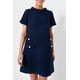 thumbnail image 1 of ZHAOCHENG Vestido Jackie de tweed para mujer, manga corta, elegante, cuello redondo, para fiesta de negocios, estilo vintage, con botones, ajustado, minivestido Jackie, 1 of 2