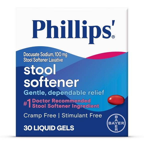 Phillips' Stool Softener Liquid Gels for Constipation Relief, 30 Count