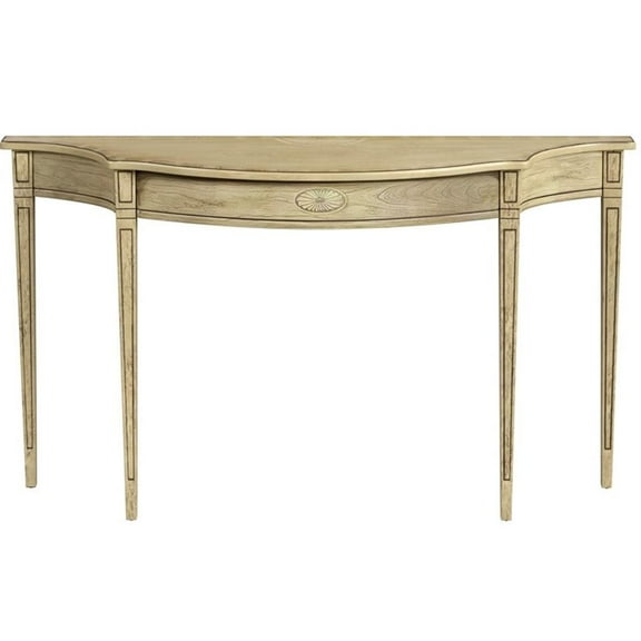 Beaumont Lane Traditional 54"W Demilune Wood Console Table in Antique Beige