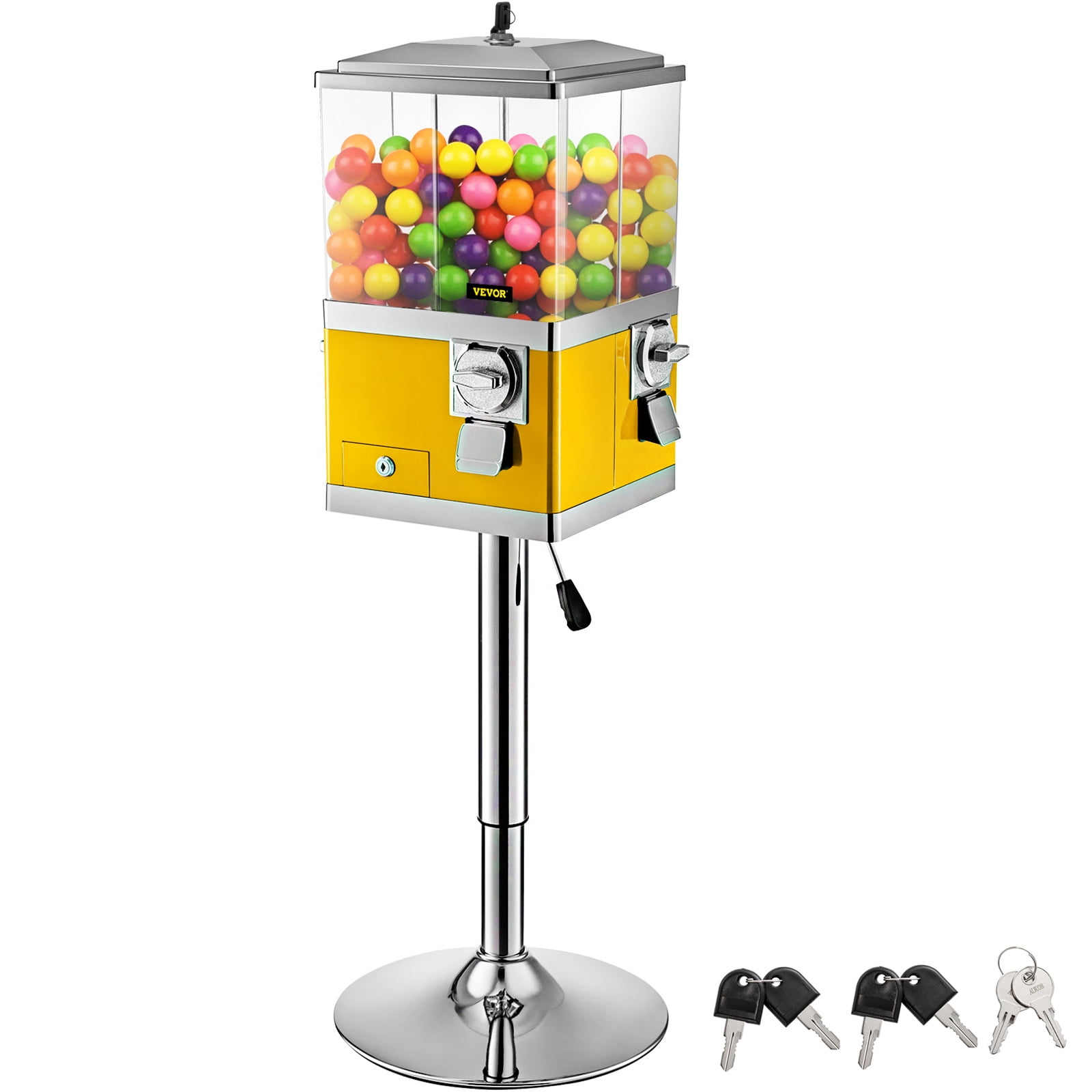YELLOW with GUMBALL WHEEL Pro Double Bulk Vending Machine and Stand 