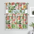 thumbnail image 2 of Hawaiian Kitchen Curtains Set 3PCS, 27.5x36in Polyester Tropical Flower Tier and Valance, Botanical Short Window Drapes for Home Décor, 2 of 6