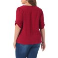 thumbnail image 4 of DARING DIVA Women's Plus Textured Notched V Neck Blouse 2X Burgundy, 4 of 6