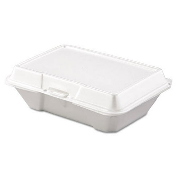 Foam Hinged Lid Containers, 1-Compartment, 6.4 x 9.3 x 2.9, White, 100/Pack, 2 Packs/Carton | Bundle of 5 Cartons