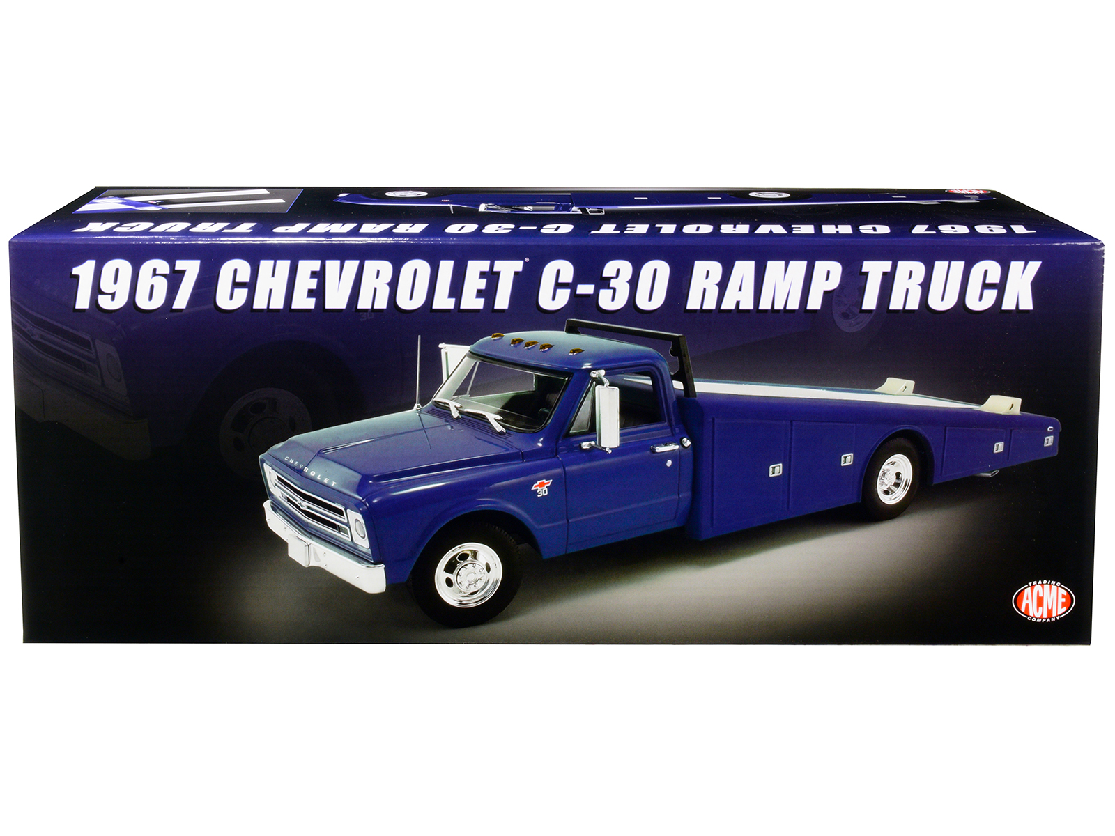 1967 Chevrolet C30 Ramp Truck Blue Limited Edition to 312 pieces Worldwide  1/18 Diecast Model Car by ACME