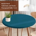 thumbnail image 5 of Dark Teal Fitted Round Tablecloths Elastic Edged Table Covers 45"-54",Waterproof Table Cloth for Kitchen Holiday Party Tables Decor, 5 of 9