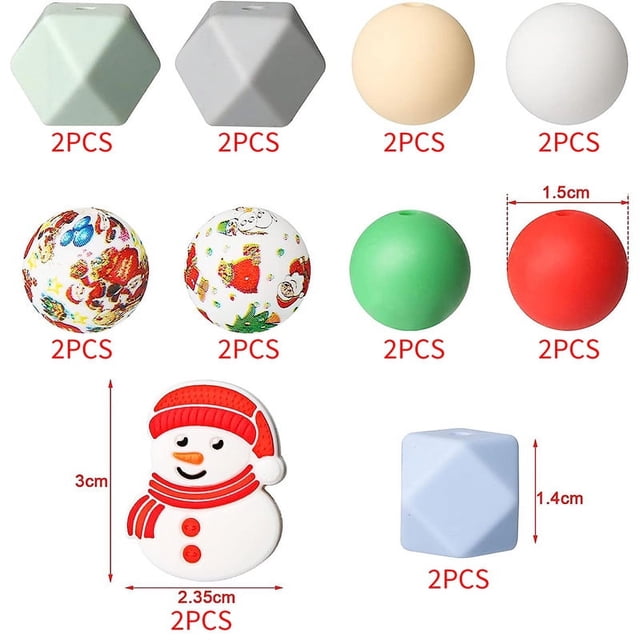 Cuentas redondas de silicona coloridas para joyería, fabricación de pulseras, accesorios DIY, regalo de Navidad