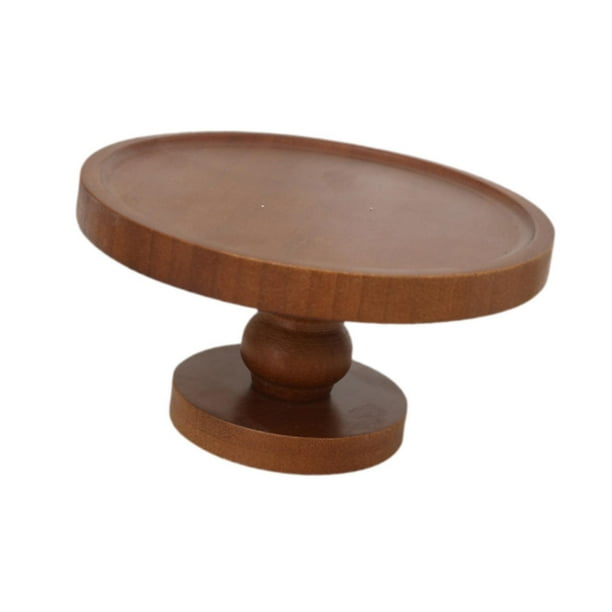 Soporte para pasteles, plato de exhibición de postres, soporte para pasteles, bandeja de madera redonda para aperitivos y frutas. Altura 9cm