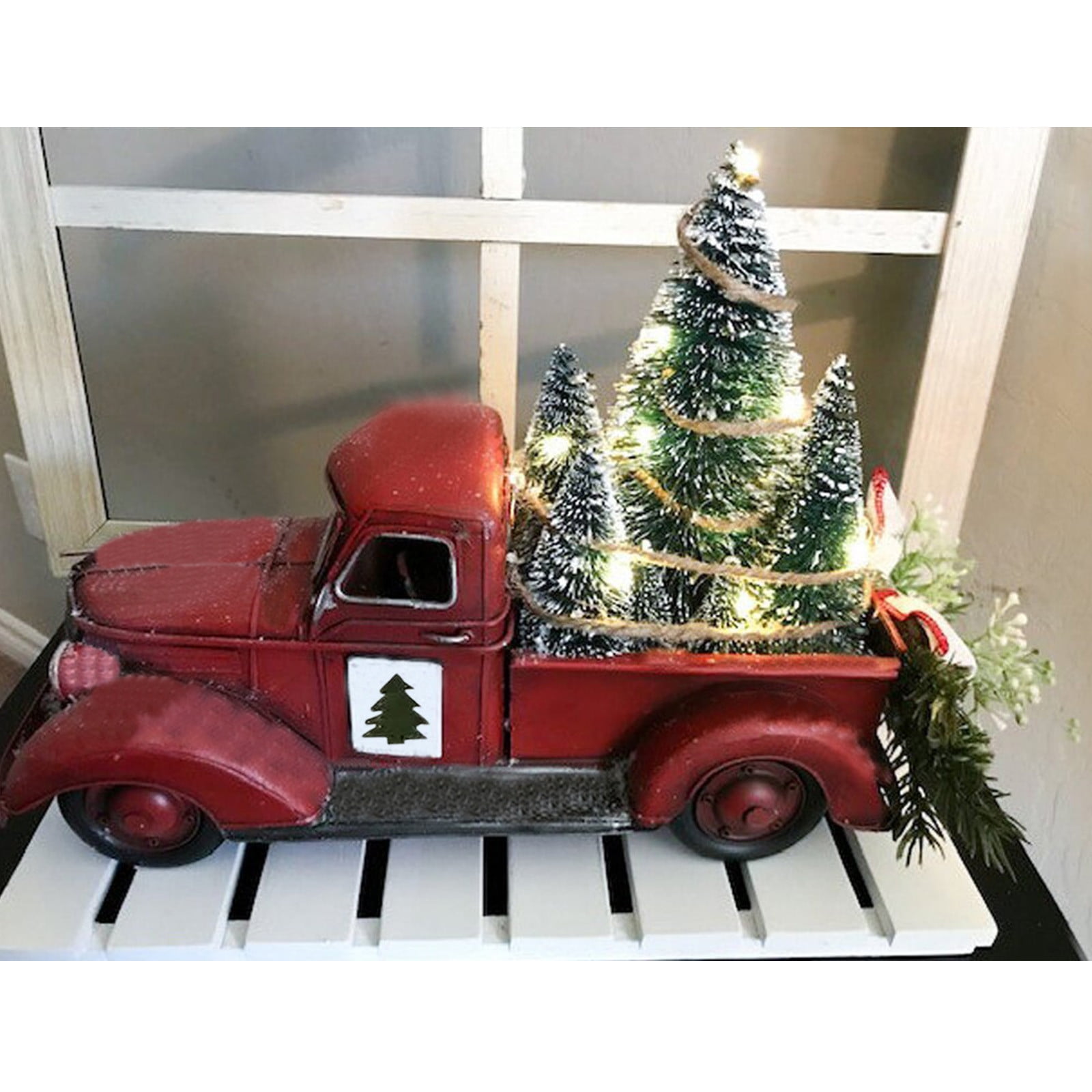 Christmas red truck arrangement-Vintage red truck-red truck centerpiece-Christmas gnome centerpiece-Christmas gift-Holiday display-free ship