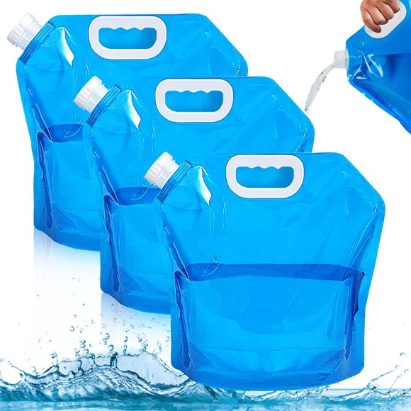 3-pack hopfällbara vattenbehållare, 10L utomhus hopfällbar vattenpåse bil vattenbehållare för sport camping vandring picknick BBQ