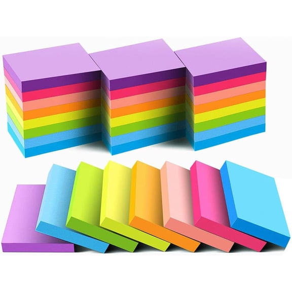 Mini Sticky Notes 1.5x2 Inches, Bright Colors Self-Stick Pads, 24 Pack, 75 Sheets/Pad,1800 Sheets