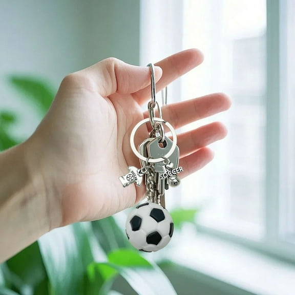 Soccer Ball Keychain,3×1inch,Simulation Mini Ball Keychain,Cute Soccer Keychains,Outdoors Keyring Players - Handbag Charms For School Backpack,Gifts Ball Keyring For Sports Lovers.