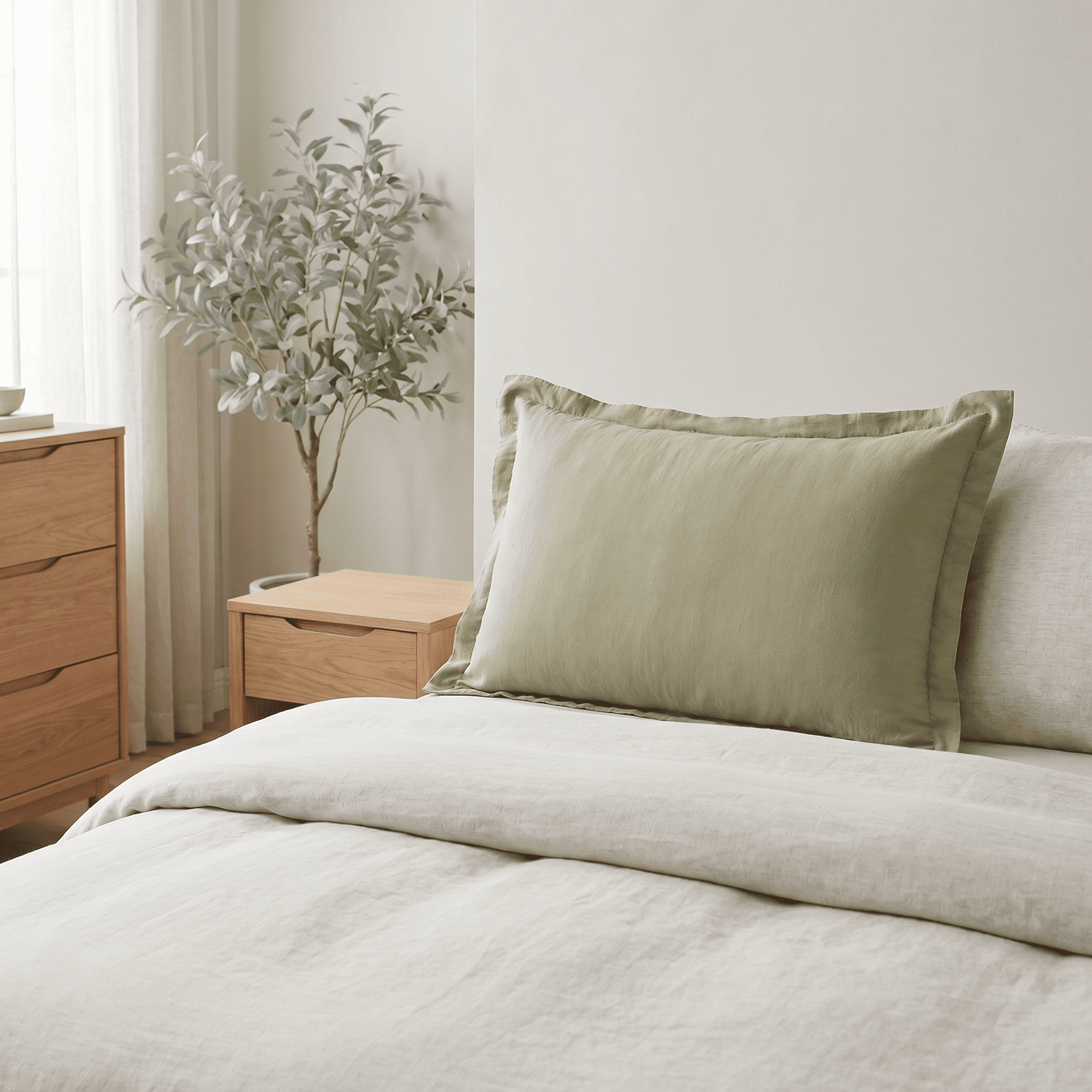 Unique Bargains 2 Pack Cotton Pillowcase Smooth Comfortable Envelope Closure Bean green