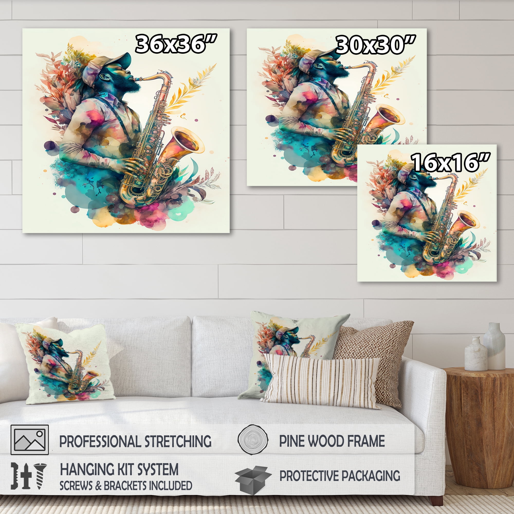 Designart Music Saxophone Player I Canvas Wall Art