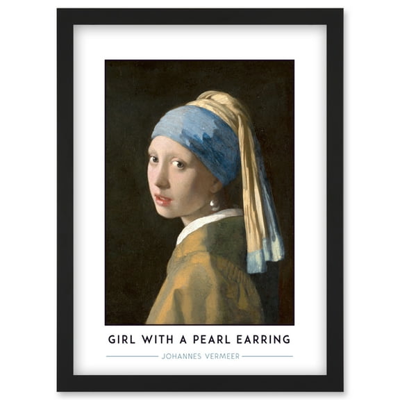 Johannes Vermeer Girl With A Pearl Earring Painting Artwork Framed Wall Art Print A4