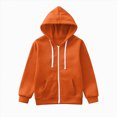 thumbnail image 4 of KPOPLK Baby Boys Zip Up Hoodie Toddler Boys Jacket Solid Winter Long Sleeve Hooded Sweatshirt Tops Fall Coat Kids 1-9 Years Orange Size 9-10 Years, 4 of 7