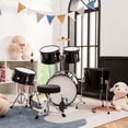 thumbnail image 3 of Gymax 16 Inch 5-Piece Complete Kids Junior Drum Set Children Beginner Kit Black, 3 of 10
