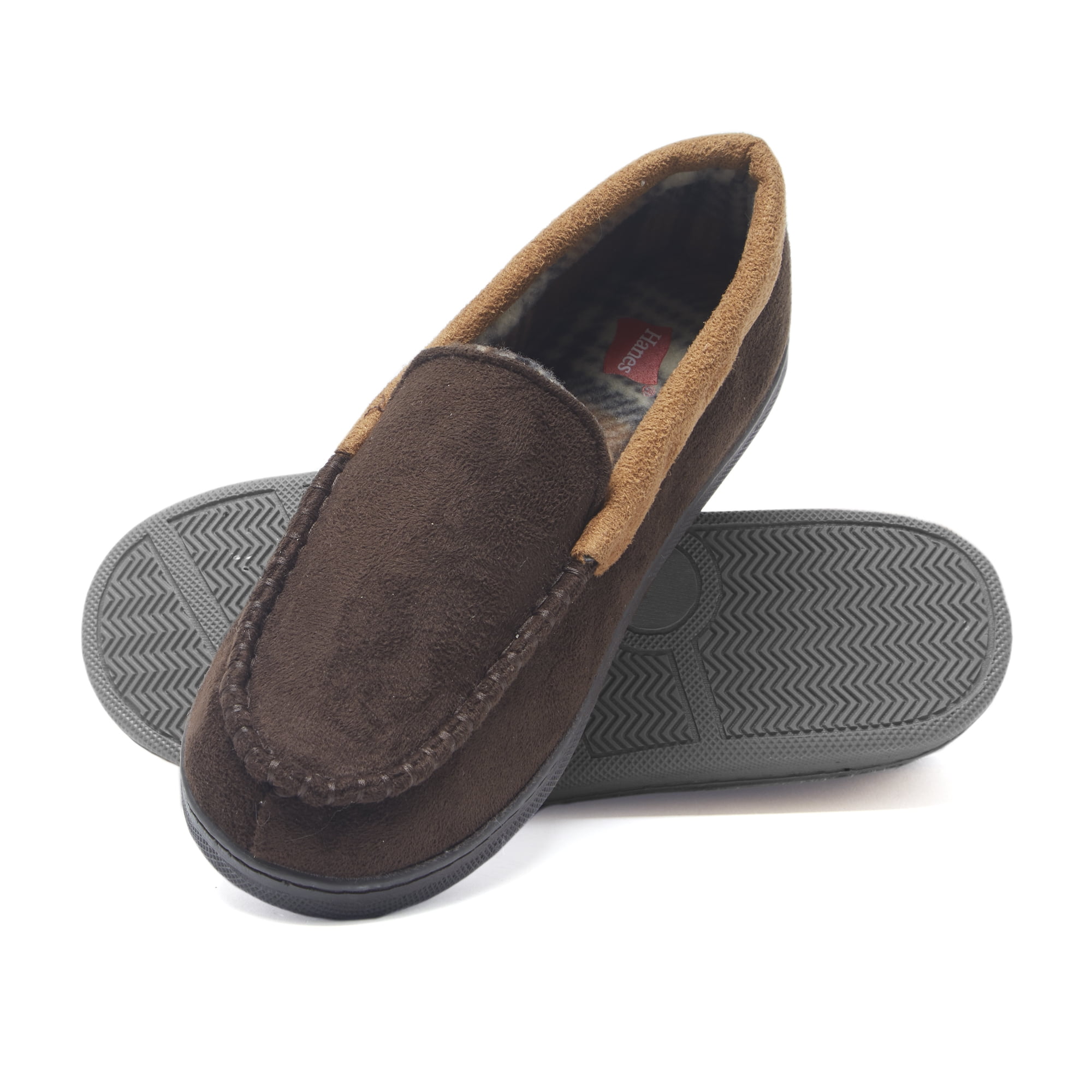 Hanes Boy's Slipper Moccasin House Shoe With Indoor Outdoor Memory Foam