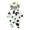 thumbnail image 2 of Kwasome Baby Romper Romper Hooded Baby Pattern Jumpsuit Cow Print Cartoon White Cute Baby Romper 0-6 Months, 2 of 4