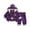 Purple, variant on Toddler Fleece Lined Three Piece Outfit Set with Hooded Jacket Long Sleeve Shirt and Elastic Waist Pants for Kids