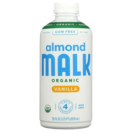 Pack of 1 MALK Organic Vanilla Almond Milk, 28 FZ - Non GMO, Gluten Free, Dairy Free, Plant Based, Vegan