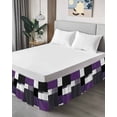 thumbnail image 4 of Purple Black Bed Skirt Grey Geometric Abstract Color Block Modern Bed Skirts King Size 16 Inch Drop, Wrap Around Dust Ruffle&nbsp;Bedskirt with Adjustable Elastic Belt for Queen Size Beds, 4 of 7