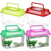 Mini Fish Tank, Plastic Fish Box Breeding Case with Handle Desktop Fish Bowl Portable Aquarium