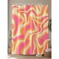 thumbnail image 4 of Pink Orange Long Shower Curtain Set, Waterproof Shower Curtains for Bathroom, Art Abstract Modern Geometric Washable Fabric Cloth Bath Curtain for Bathtub Decoration with Hooks 72x84 Inches, 4 of 6