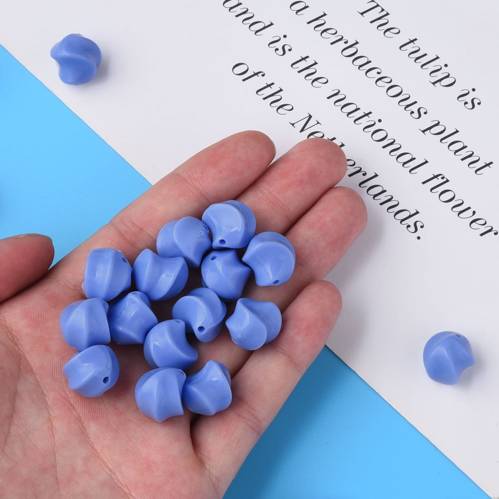 Opaque Acrylic Beads Twist Cornflower Blue 14.5x14x14mm Hole: 1.6mm about 390pcs/500g