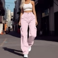 thumbnail image 2 of Womens Daily Casual Solid Rompers for Women Long Pant Casual Color 4 Pockets Elastic Business Casual Pants Women Plus Waist Pants Long Trousers Womens Pants Casual Work Wide Leg Cargo Pants, 2 of 5