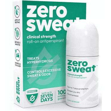 ZeroSweat Antiperspirant Deodorant Clinical Strength Hyperhidrosis Treatment 1.2 FL OZ