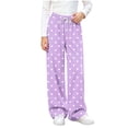 thumbnail image 3 of LangJing Girls Polka Dot Printed Fleece Sweatpants Youth Kids Elastic Waist Casual Drawstring Wide Leg Pants, 5-15Years, 3 of 7