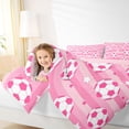 thumbnail image 3 of Erosebridal Kids Teens Soccer Print Twin Comforter Sets 3-Piece,Sport Theme Stars Stripes Bedding Set for Girls Boys,Pink Reversible,Microfiber Bedroom Decor, 3 of 6