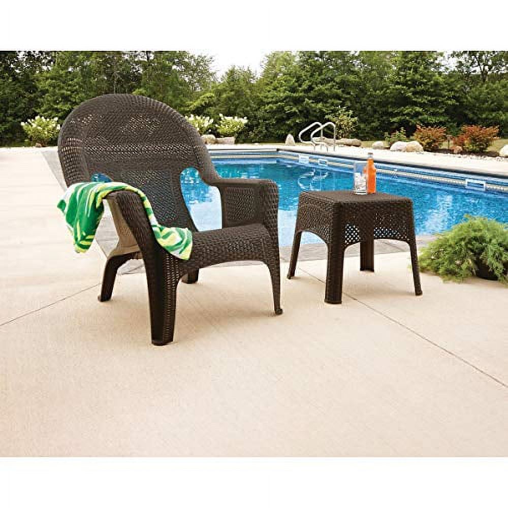 Adams Traditional Weather Wicker Stackable Polyresin Square End Table, Brown