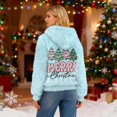 thumbnail image 4 of Women's Hooded Long Sleeve Christmas Printed Flannel Top Hooded Sweatshirt for Winter Comfort and Holiday Fashion,Light Blue,S, 4 of 7