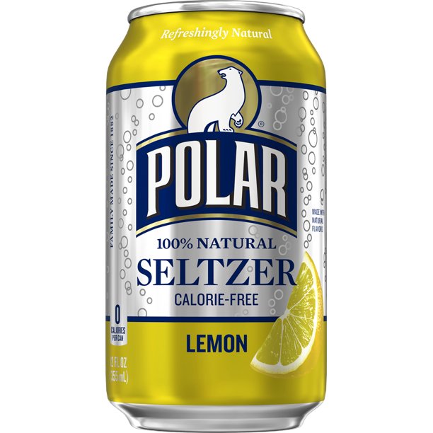 Polar Seltzer Water, Lemon, 12 Fl Oz, 24 Count
