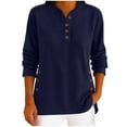thumbnail image 2 of AUNVITO Women's Corduroy T-shirt Long Sleeve V-Neck Button Front Casual Fit Casual and Comfortable Fall Winter Style, 2 of 7