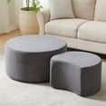 thumbnail image 5 of GZXS Multi-Functional Upholstered Round Coffee Tables Set - No Assembly, Gray Corduroy Fabric, Space-Saving Nesting Design for Modern Living Room (32" & 24"), 5 of 9