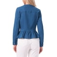 thumbnail image 4 of INSPIRE CHIC Women's Denim Jackets Button Down Peplum Hem Long Sleeves Cropped Jean Jackets Peacock Blue L, 4 of 7