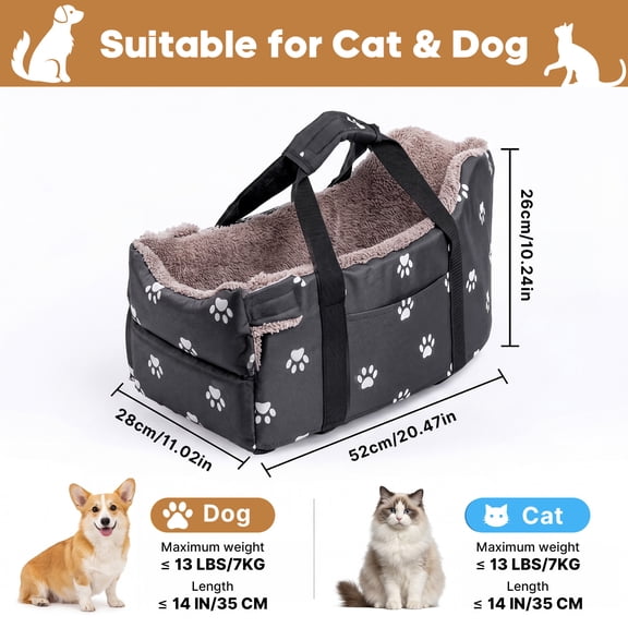 Pet Car Carrier with Cat Claw Design - Black