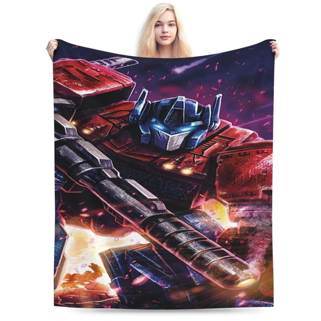 Manta de franela con dibujos animados de Transformers, suave y acogedora manta de felpa para todas las estaciones para niños y niñas, manta cálida y ligera para sofá cama o sofá de 80 x 60 pulgadas