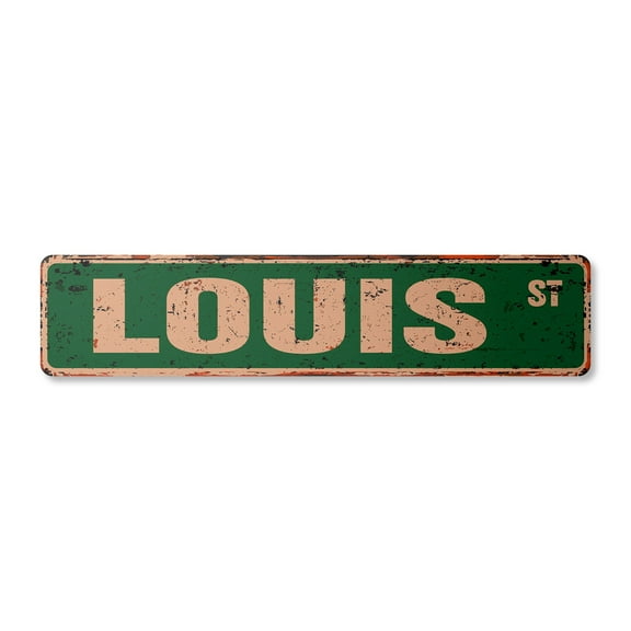 LOUIS Vintage Plastic Street Sign Childrens Name Room Sign | Indoor/Outdoor |  30" Wide