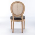 thumbnail image 5 of French Style, Gray Linen & Rattan Back Dining Chairs - Soft Cushioning for Dining, 5 of 7