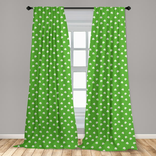 Irish Curtains 2 Panels Set, Old Fashioned Polka Dots Backdrop with  Cultural Flowers Clovers Retro Classic, Window Drapes for Living Room  Bedroom, 56