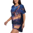 thumbnail image 3 of Womens Pajama Sets With Pocket, Starry Sky Flying Tiger Lounge Sets Short Sleeve Sleepwear PJ Sets for Women, 3 of 6
