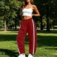 thumbnail image 6 of Women's Solid Lace Trim Barrel Leg Sweatpants High Waist Drawstring Casual Jogger Loungewear Pants With Side Pockets Soft Breathable for Home Gym Daily Wear, 6 of 9