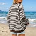 thumbnail image 6 of Resicozy Oversized Sweatshirt for Women Fall Striped Long Sleeve Shirt Crewneck Sweatshirts Y2K Workout Tops Brown M, 6 of 7