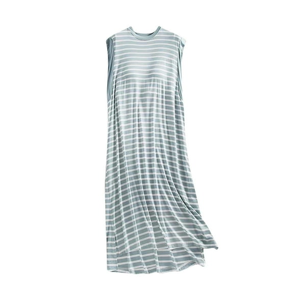 Riecok Womens Winter Nightgowns Solid Color Sleeveless Loungewear with Padded Lightweight Comfortable Sleepwear