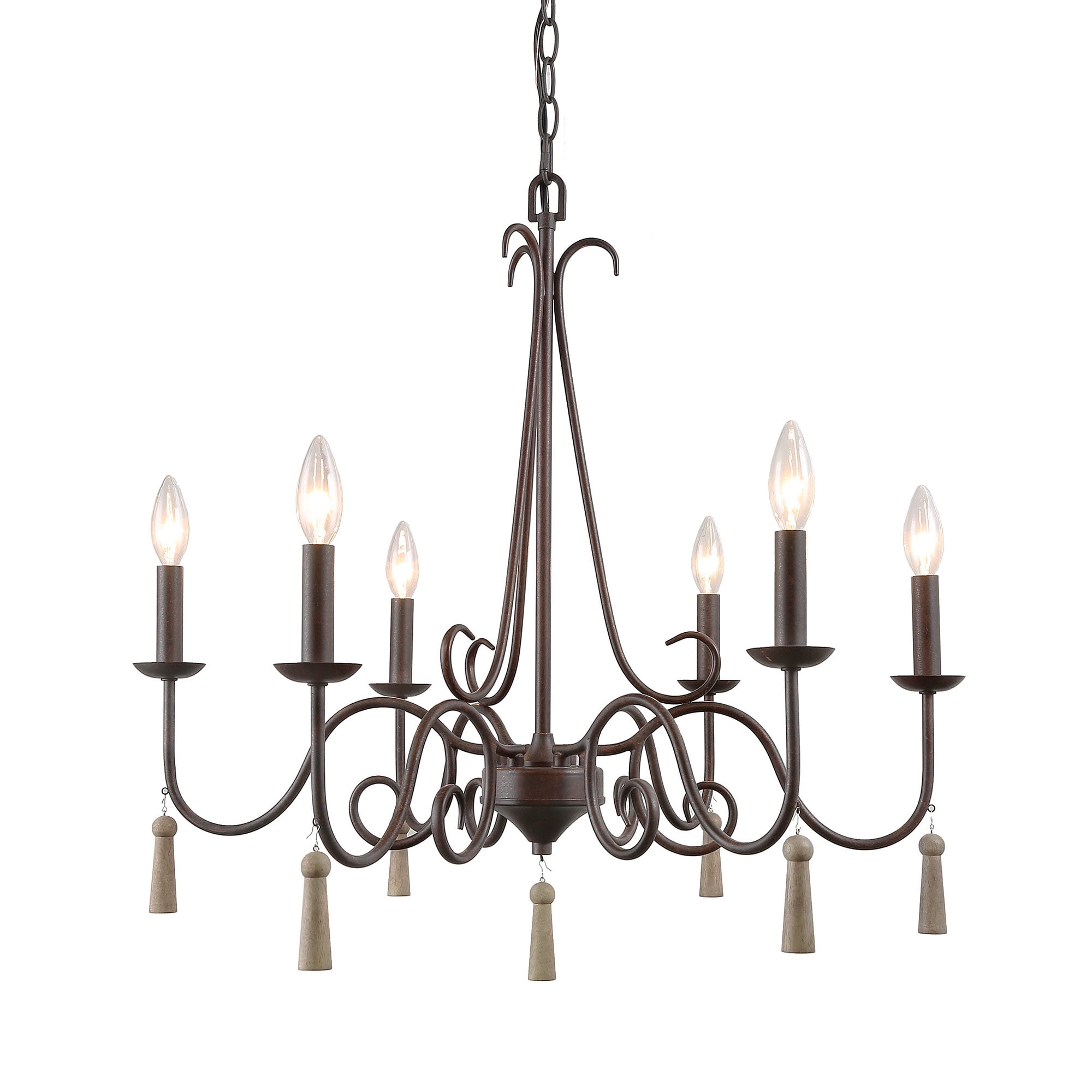 LNC Rustic French Country Chandelier, 6 Lights 26.4” Farmhouse ...
